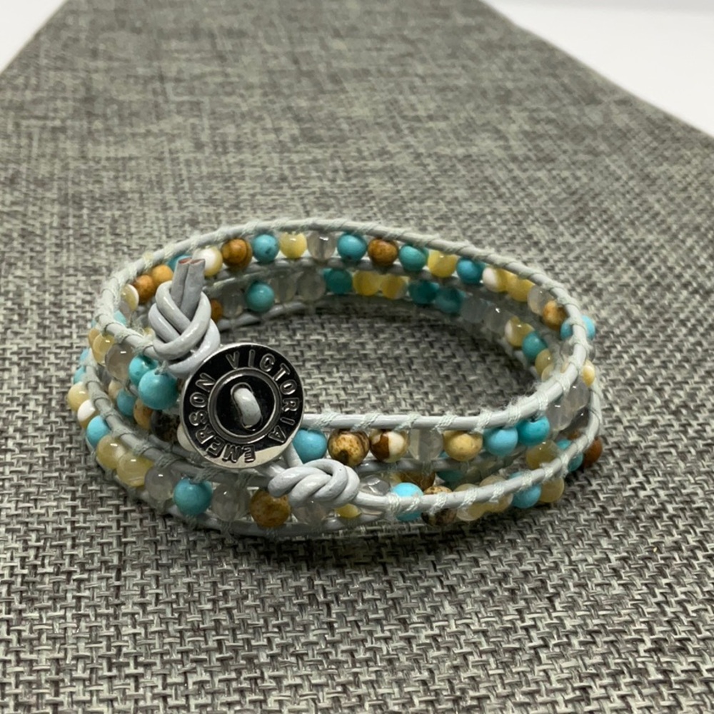 Victoria Emerson Light Blue Beaded Wrap Bracelet - Picture 4 of 4